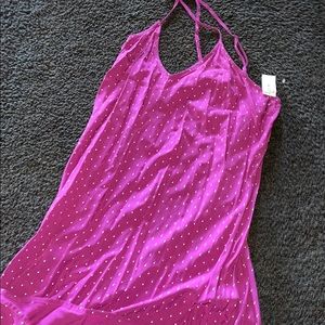 Long purple polka dot dress